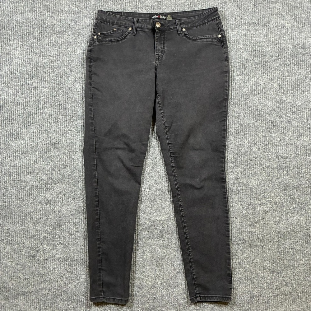 Love Indigo Womens Skinny Jeans Size 14 Black Denim Casual Stretch Mid Rise